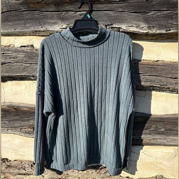 Basic Bae Ribbed Mock Neck Exposed Seam Sweater - Picture 1 of 7